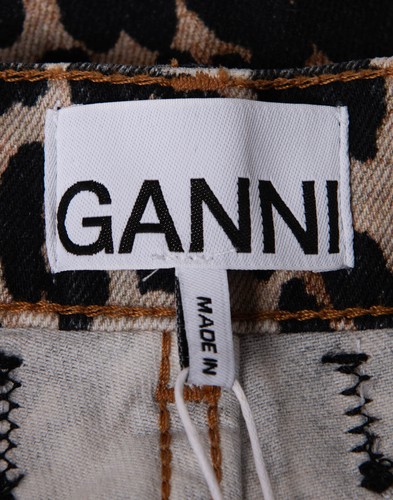 Jeans GANNI prezzo consigliato 280 € W26 modello leopardato vita alta tasche bottoni mosca - Foto 8 di 8