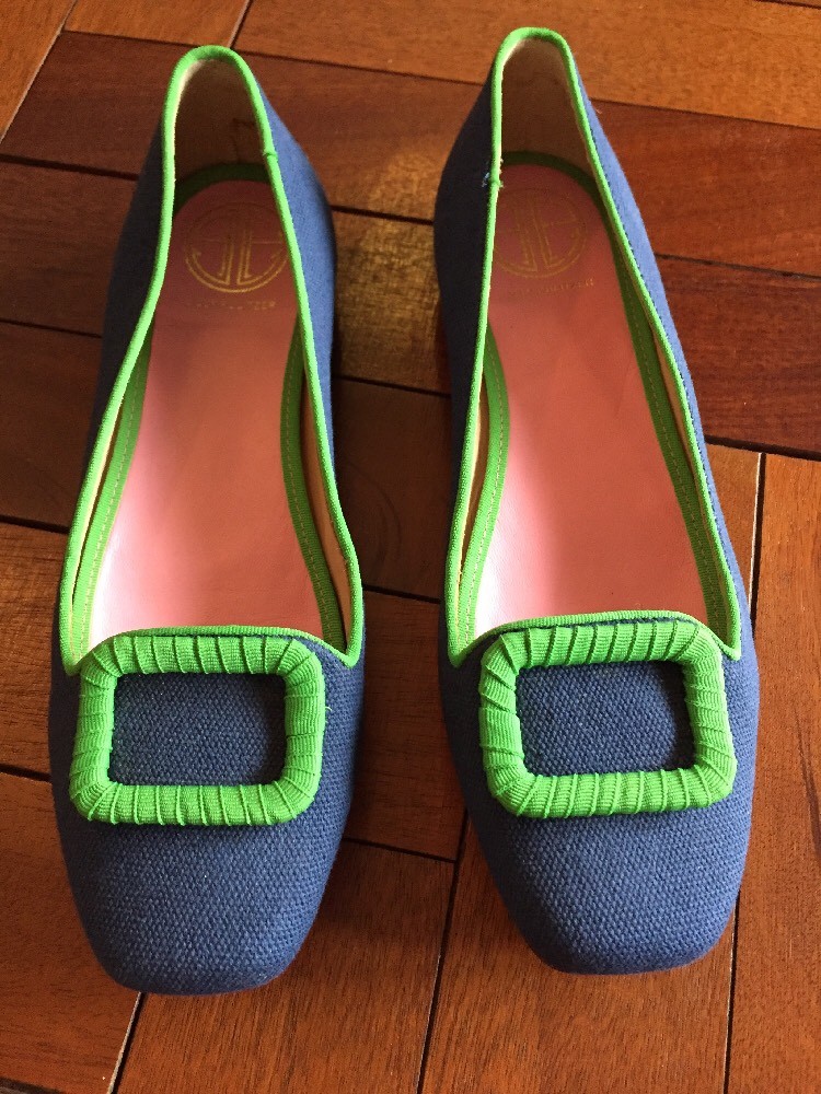Lilly Pulitzer NEW Blau Green Canvas Ballet Flat Summer Loafers 7 37 NWT 218 Lilly Pulitzer NEW Blau Green Canvas Ballet Flat Summer Loafers 7 37 NWT 218