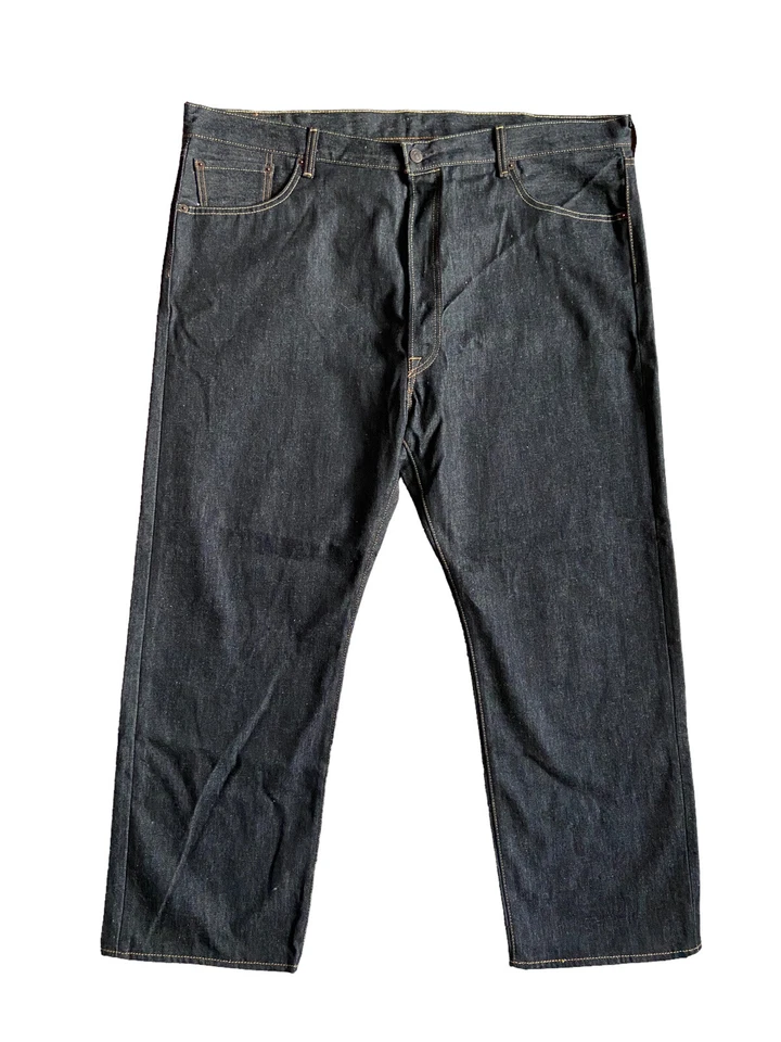 Jeans de mezclilla con ribete Levi's 501 talla 44x29 lavado oscuro denim crudo Ridgid botón mosca Foto 2 de 4
