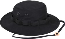 Black Military Wide Brim Fishing Hunting Boonie Hat