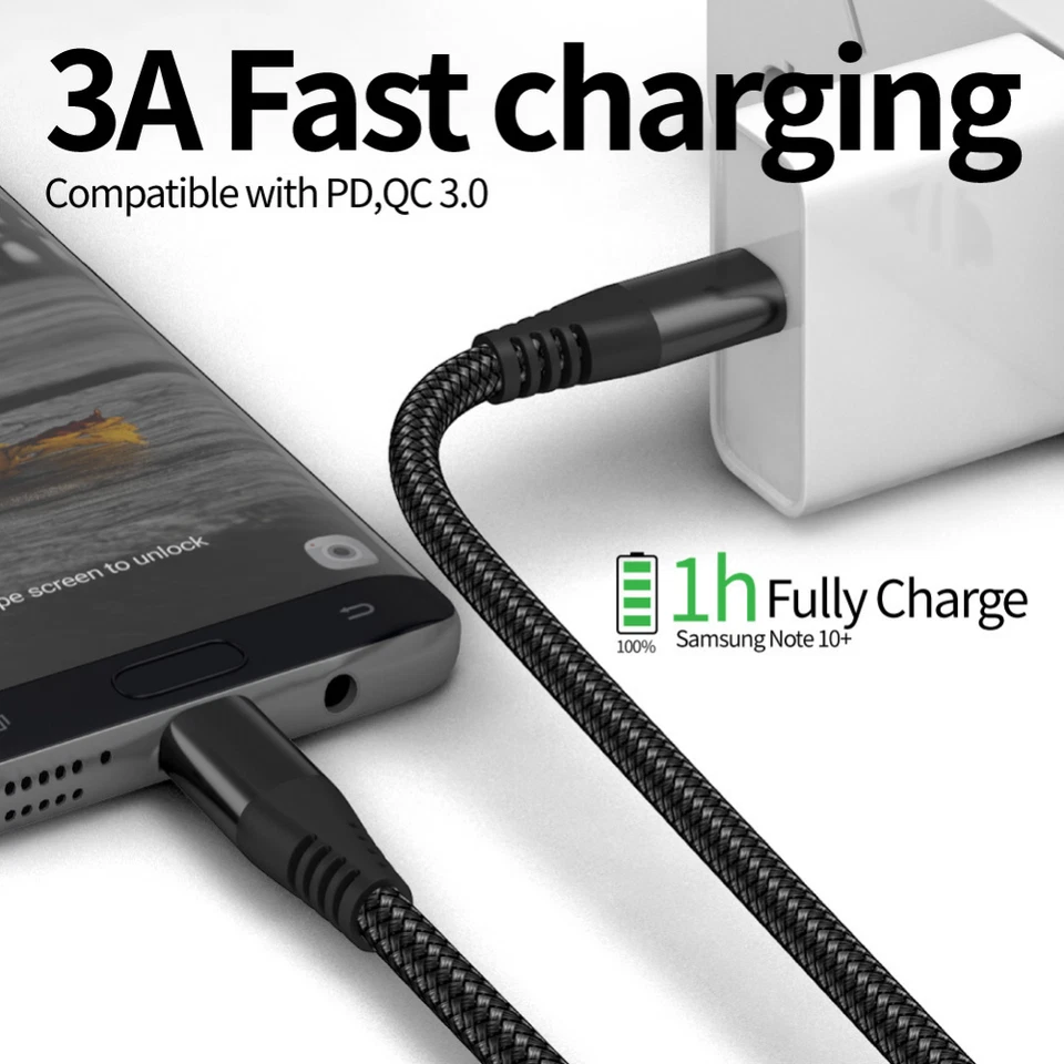 60W USB C to C Cable Fast Charge PD Cord 10FT For iPhone15 16 17 16e Samsung Lot - Image 2 of 4