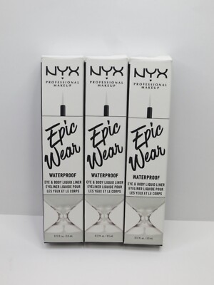 NYX EPIC WEAR WATERPROOF EYE & BODY LIQUID LINER WHITE 0.12 OZ BOXED (LOT 3)