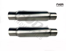 Pair 3" Inlet/Outlet 17" Length Performance Exhaust Mufflers - Resonator SS 