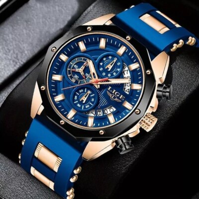 LIGE Men's Luxury Watches Quartz Date Luminous 3ATM Waterproof Casual Wristwatch