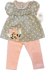 Disney Parks--MINNIE MOUSE Top & LEGGINGS-Baby Girl 2 Pc Set--SIZE 12M--NEW