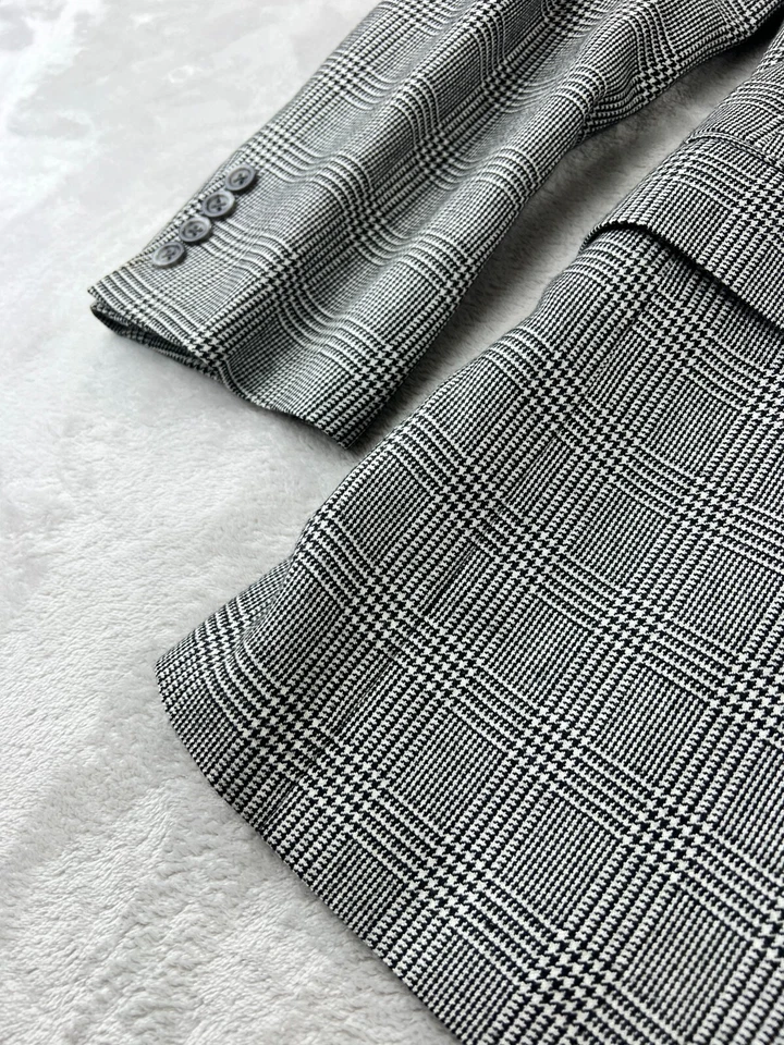 David LOUIS 100% 羊绒 Loro Piana Glen 格子西装外套夹克男式 42R — 第 4/4 张图片