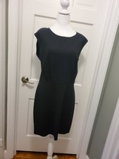 NWT NINE West Black Sleeveless Ponte feel Knit dress Semi-fitted Large Ret. $50
