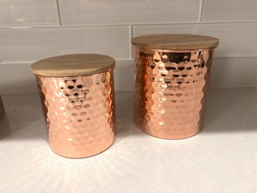 Uncommon James - Hammered Copper Canister 2 piece Storage Set - Picture 1 of 8