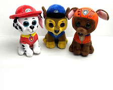 PAW PATROL TY PLUSH MARSHALL, CHASE, AND ZUMA APPROX 6 1/2  LOT OF 3