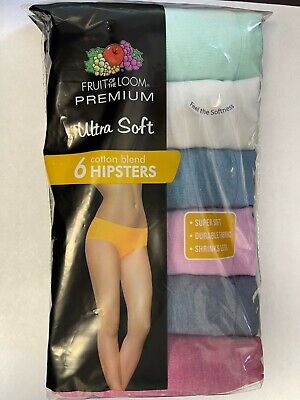 FRUIT OF THE LOOM PREMIUM ULTRA SOFT WOMENS HIPSTERS 6 PACK ASST SIZES NEW  5048