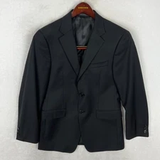 Calvin Klein Suit Jacket Blazer Mens 36S Short Black Striped Wool Coat