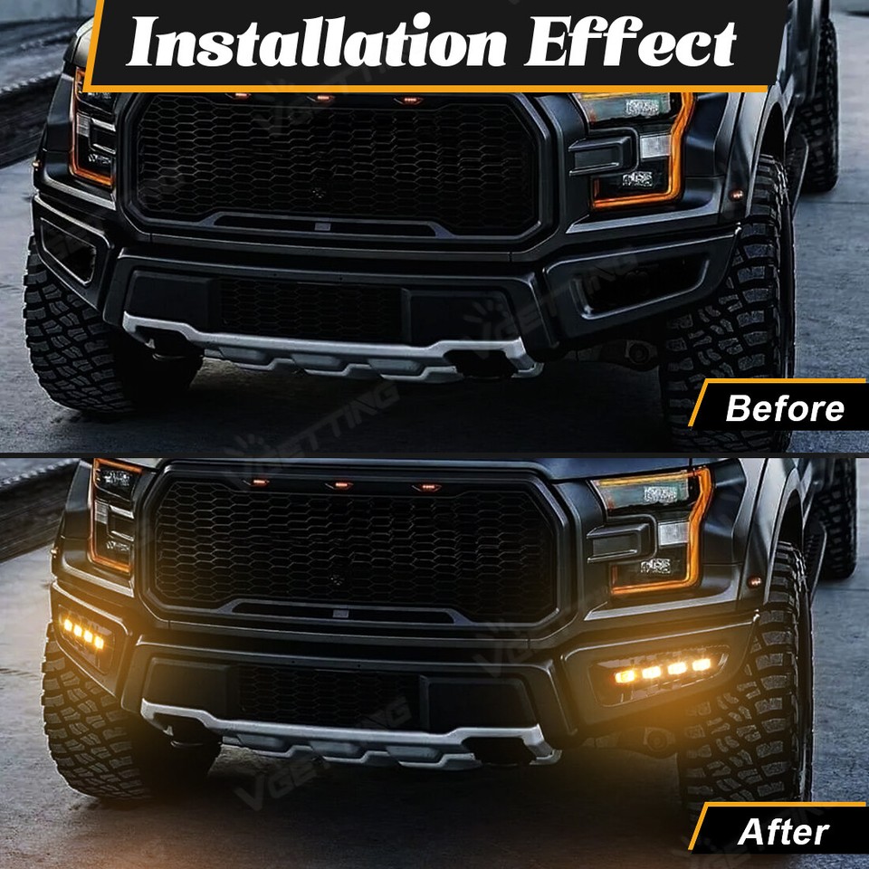 For 2010-2014 Ford F150 SVT Raptor LED DRL Front Fog Light w/ Turn ...