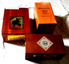 BULK LOT of 3 Wooden Hinged Clasp Cigar Box Cao Gold / Acid / Baccarat the Game