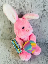 Vintage Animal Fair Plush Bunny Rabbit Pink Bunnyville 14” Easter Egg Bunny