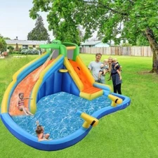8in1 Inflatable Water Slide Water Park Bounce House Splash Pool with 450W Blower