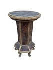 Antique Chinoiserie Pedestal, Hexagonal Base, Round Top 20” Tall Hand Made