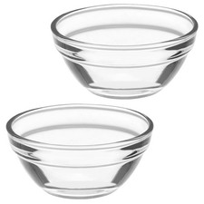 2pcs Glass Dessert Bowls Appetizer Fruit Salads Dish Small Rice Pudding Bowls