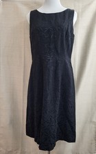 Ann Taylor Black Jacquard A-Line Sleeveless Sheath Dress Leaf Print Size 12