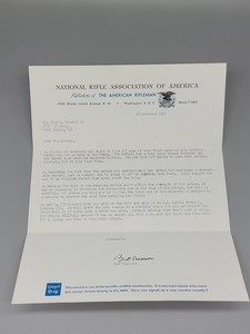 1956 Bob Wallack Signed NRA National Rifle Association Letterhead Enfield Rifle