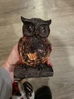 Vintage Tiffany Style Mosaic Stained Glass Owl Table Lamp Night Light  6.5"