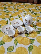 Collectible Miniature Tea Set-12 piece Picture Of Boy Handing Girl Flowers Japan