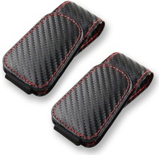 2Pcs Sunglass Holder for Car, Magnetic Leather Eyeglass Carbon fibre black