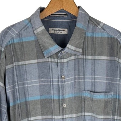 Tommy Bahama Shirt Coastline Cord Mens 3XL Castaway Plaid Blue Corduroy XXXL