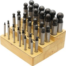 Dapping Punch SET 36 Piece - Punches 3.5mm - 25mm - Wooden Stand Jewelry Making