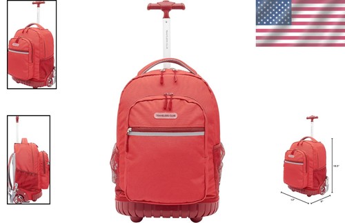 Red 18-Inch Water-Resistant Rolling Backpack with In-line Wheels - Picture 2 of 11
