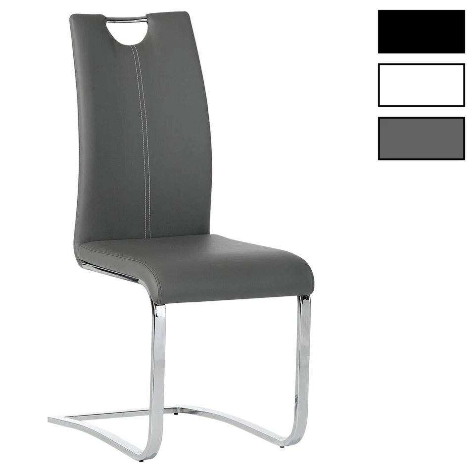 Lot de 4 chaises de salle à manger SABA piètement chromé revêtement synthétique - Photo 1/1
