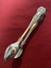 Large Antique Silver Plated Queens Pattern Sugar Tongs By William Page c.1880’s