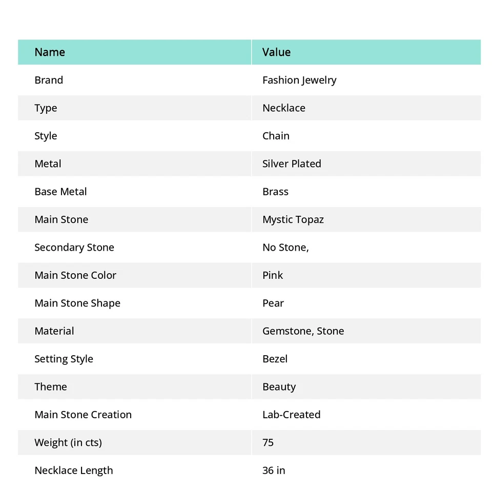 Collar de piedras preciosas con forma de pera de topacio místico rosa cadena antigua joyería 36" CH 7085 Foto 3 de 4