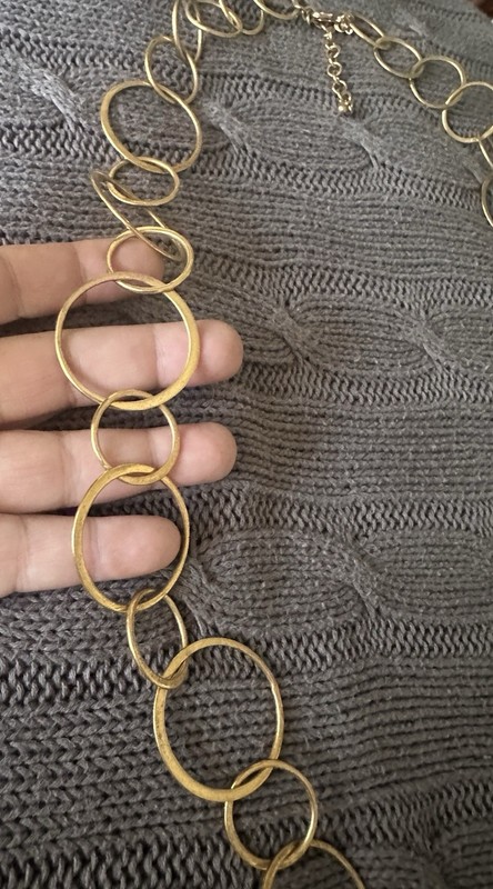 Signed Vintage JOAN RIVERS Gold MOD Circle Interlocking Link 36”- 39” Necklace