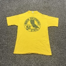 Vintage 80s Graphic T Shirt Mens L Belton Made in USA Yellow Tight Stretch
