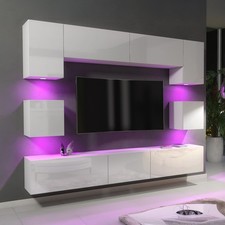 Wall Unit High Gloss Doors Free LED Lighting Floating TV Cabinet Set – MODENA