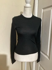 J. Crew Carolyn Fitted Crewneck Black Pullover Sweater XS 100% Merino Wool