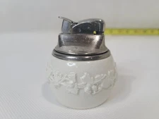 Vintage WEDGWOOD TABLE TOP LIGHTER WHITE EMBOSSED QUEENS WARE 