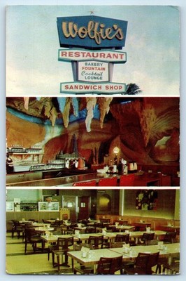 1970 Fort Lauderdale Florida Vintage Postcard Wolfie's Restaurant Sandwich Shop