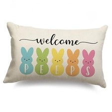 Easter Pillow Covers 12x20 Bunny Welcome Peeps 20" x 12" Pack of 1 A-26