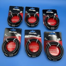 Lot of 6 New Genuine Master Lock, Bike Lock, Preset Combination, Cable Lock 4ft