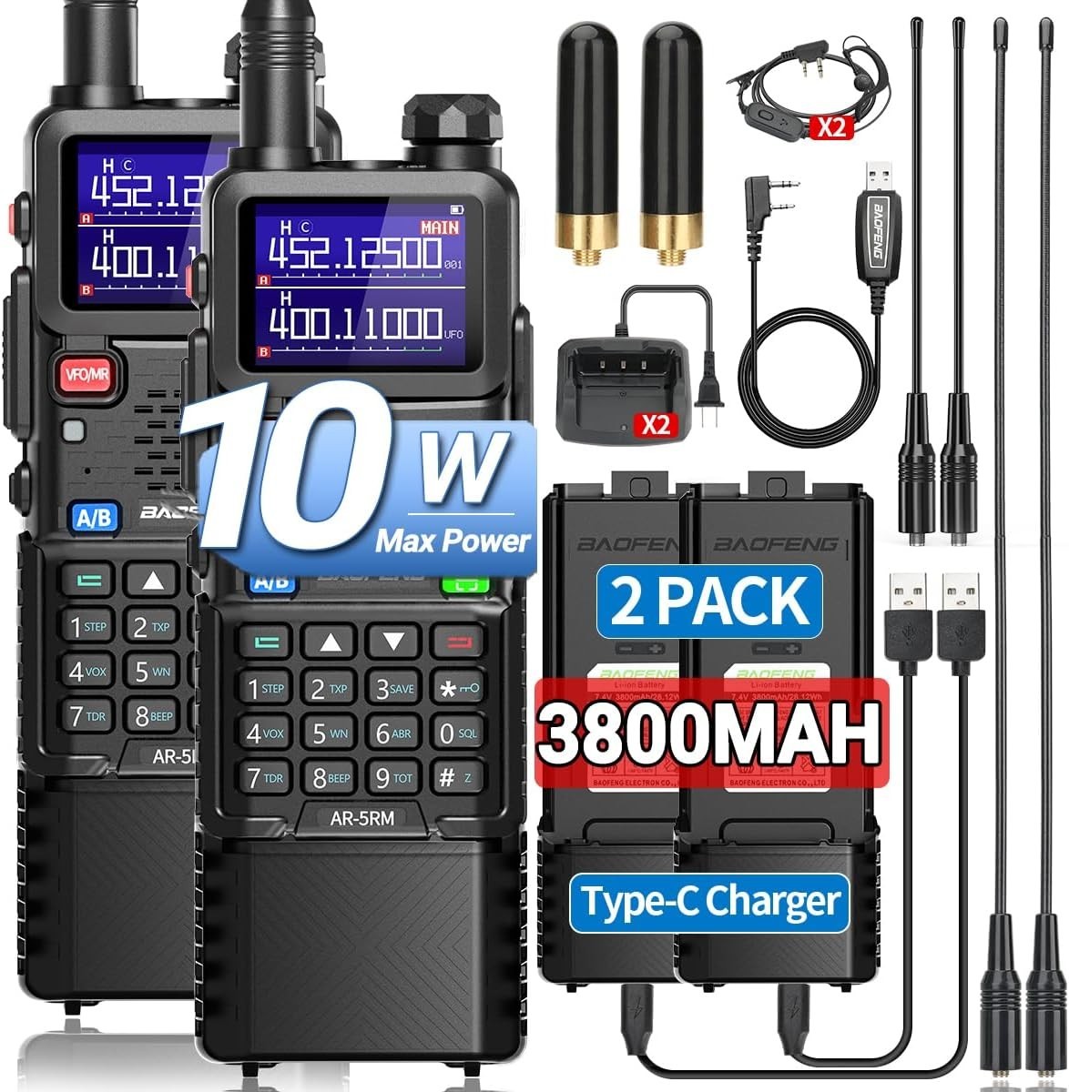2-Pack Ham Radio Baofeng Radio Long Range AR-5RM 10W Handheld NOAA Emergency…. Available Now for $95.98