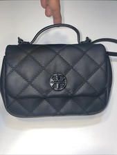 Tory Burch WILLA Matte Black Small Top Handle Bag Crossbody Purse