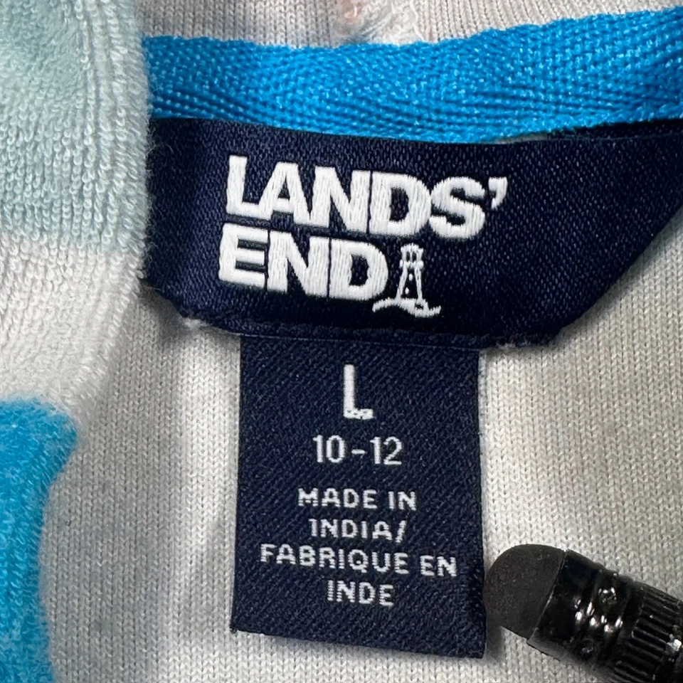 Lands' End Niños Encubrimiento Capucha Rayas Terry Paño Playa Piscina Talla L Foto 3 de 4