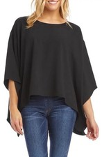 Karen Kane Women S Black Poncho Top Asymmetric Handkerchief Hem