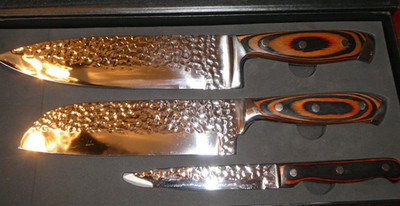 Hou Smile 3 Piece Knife Set IOB Wooden Handles