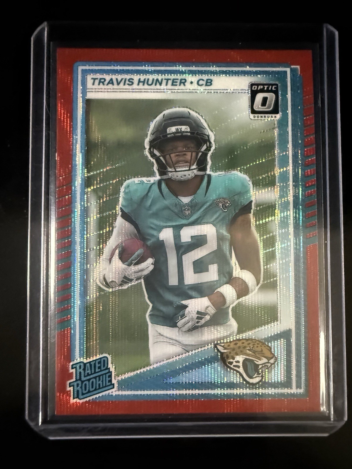 2025 Panini Donruss Rated Rookie Travis Hunter #301 Red pandora optic preview