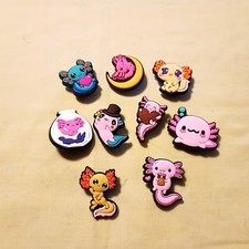 9 Kawaii Style Colorful Animal Design Loveable Axolotl Themed Croc Shoe Charm