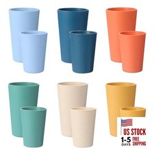 12 Pack Premium Wheat Straw Cups, 6 Pcs 20 oz  6 Pcs 10 oz Unbreakable