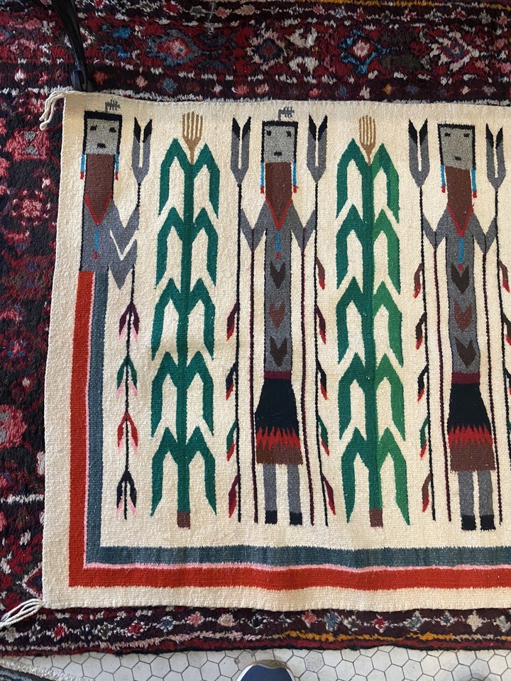 Handmade Navajo Native American Indian Yei Rug Vintage 1960s 49.5 ...