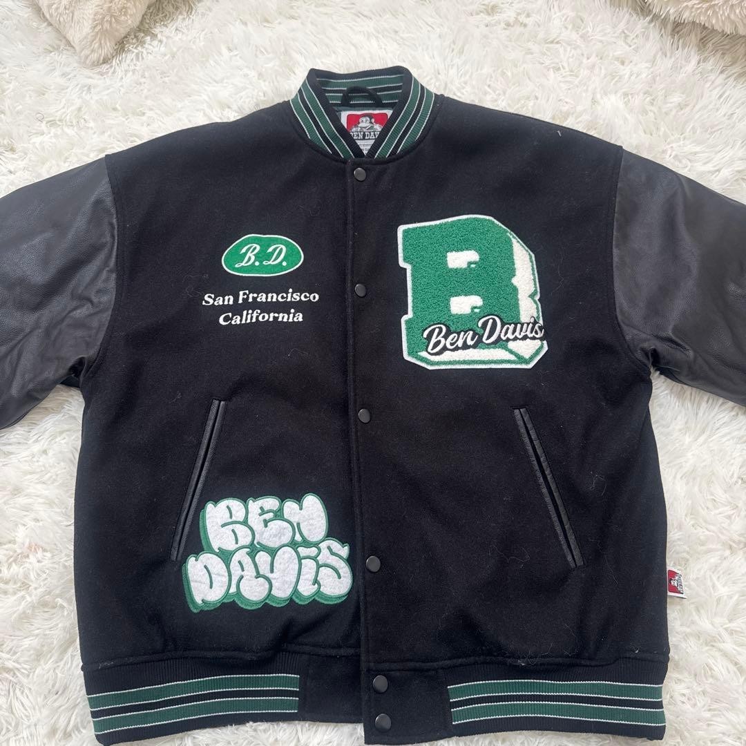 Ben Davis Varsity Jacket Bomber Stadium Coat Wool Leather Sleeve